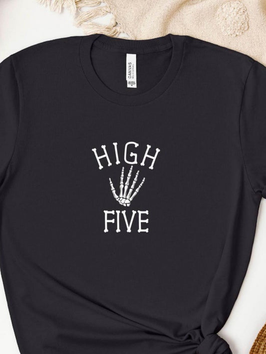 Men's Graphic T-Shirt High Five Skeleton Hand Graphic With Playful Typography And Black Minimalist T Shirt