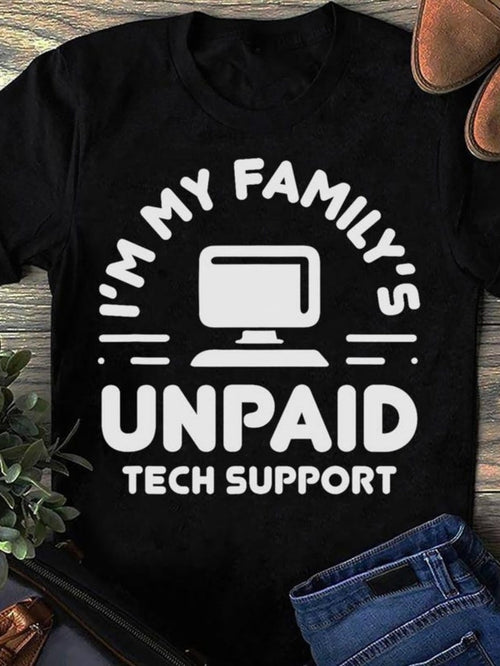 Men's Graphic T-Shirt Im My Familys Unpaid Tech Support Surrounded By Comic Monitor Icon