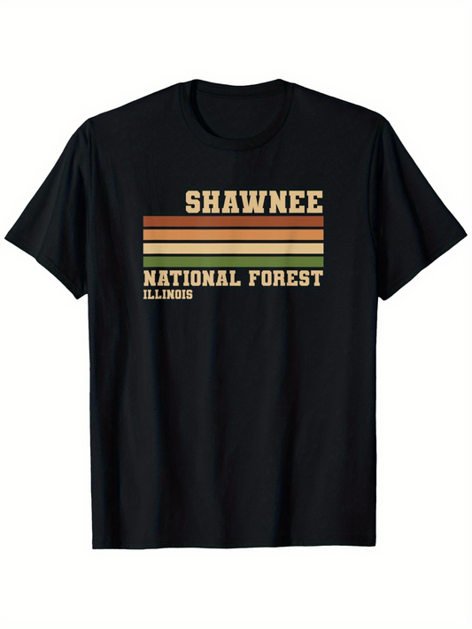 Men's Graphic T-Shirt Shawnee National Forest Vintage Stripes With Retro Inspired Typography T Shirt