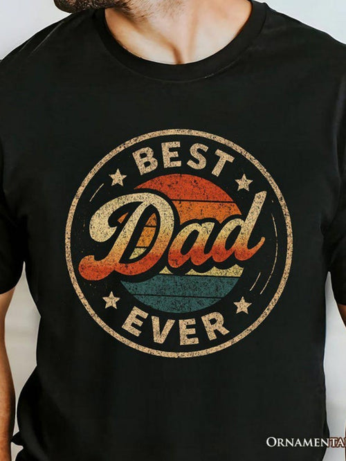 Men's Graphic T-Shirt Best Dad Ever Retro Sunburst With Bold Color Accents Typography