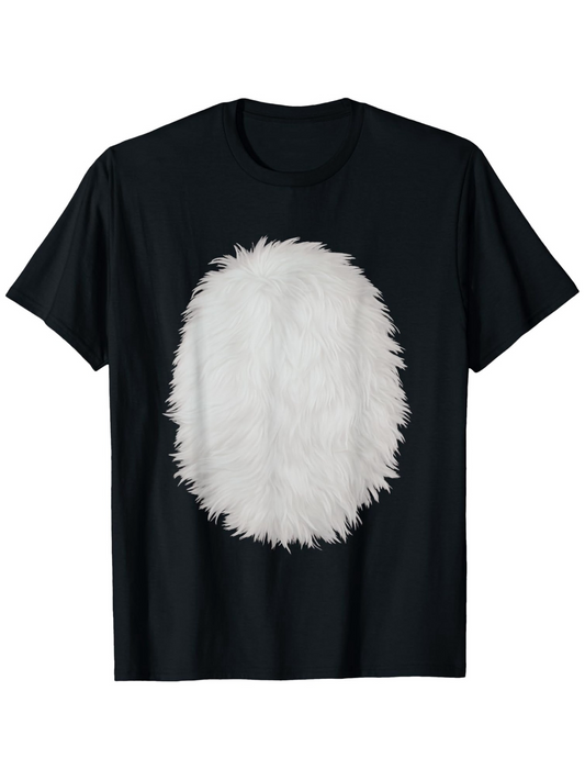Men's Graphic T-Shirt Fuzzy Textured White Oval Shape On Minimalist Black T Shirt
