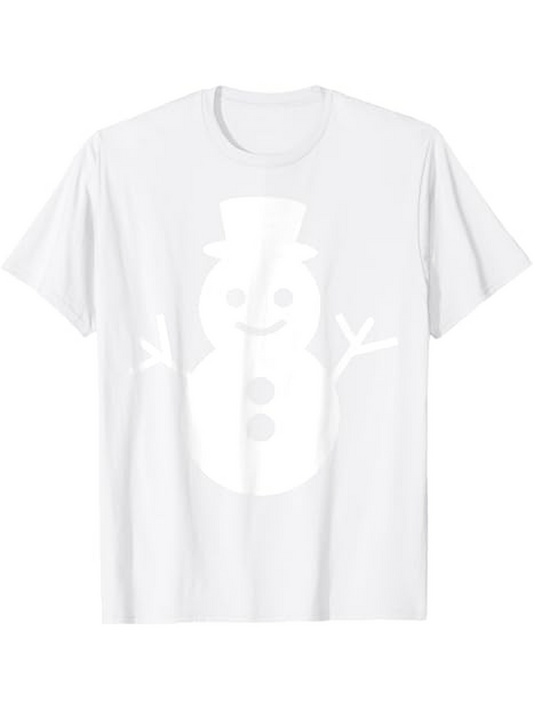 Men's Graphic T-Shirt Minimalist Winter Cheerful White Frosted Playful Snowman