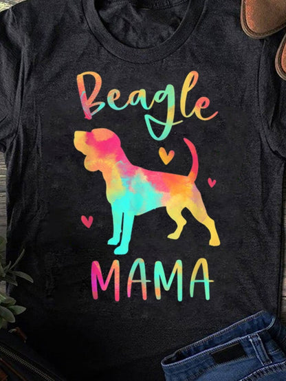 Men's Graphic T-Shirt Beagle Mama With Rainbow Hearts And Colorful Silhouette Beagle Dog