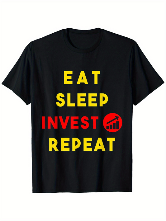 Men's Graphic T-Shirt Eat Sleep Repeat With Bold Chart Graphic Invest