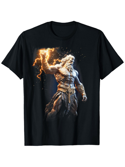 Men's Graphic T-Shirt Lightning Burst Amid Mythology With Epic Powerful Thunder God