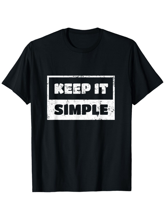 Men's Graphic T-Shirt Keep It Simple Bold White Lettering In Distressed Effect Black T Shirt