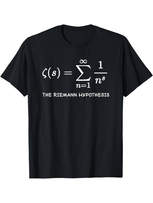 Men's Graphic T-Shirt The Riemann Hypothesis Mathematical Equation With Classic Serif Letters Under Black Shirt