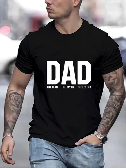 Men's Graphic T-Shirt Dad The Man The Myth The Legend Bold Letters Statement Shirt