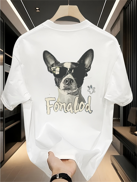 Men's Graphic T-Shirt Cartoon Dog With Sunglasses Graphic Among Playful Doodles French Bulldog