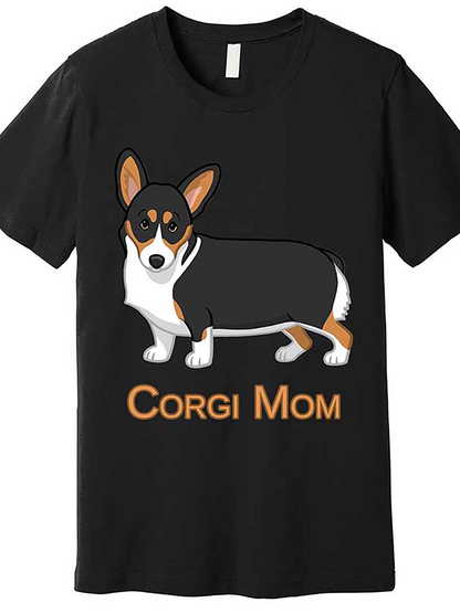Men's Graphic T-Shirt Corgi Mom Playful Faithful Pet Illustration With Soft Fur Details Corgi