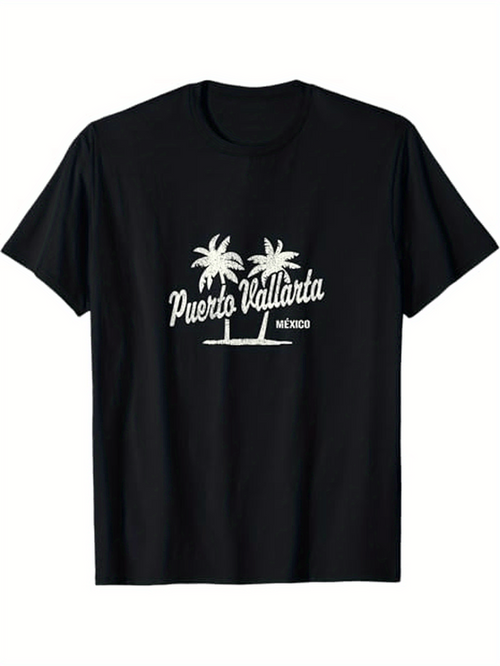 Men's Graphic T-Shirt Puerto Vallarta Mexico With Sunlit Palms And Relaxing Coastal Atmosphere T Shirt