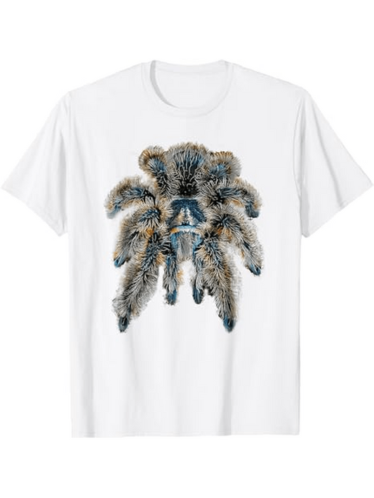 Men's Graphic T-Shirt Realistic Furry Texture With Shadows Surrounding Bold Detailed Tarantula Spider