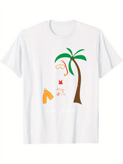Men's Graphic T-Shirt Relaxed Summer Vibe Under Palm Tree With Abstract Woman