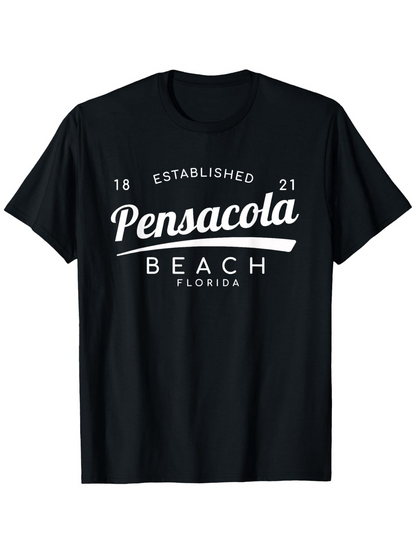 Men's Graphic T-Shirt Established 1821 Pensacola Beach Florida Typography Design T Shirt