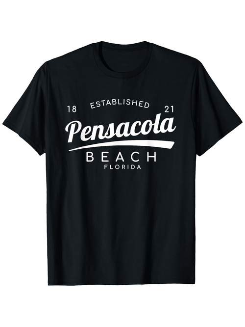 Men's Graphic T-Shirt Established 1821 Pensacola Beach Florida Typography Design T Shirt