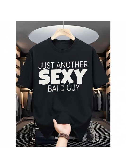 Men's Graphic T-Shirt Just Another Sexy Bald Guy With Bold Block Lettered Slogan Design