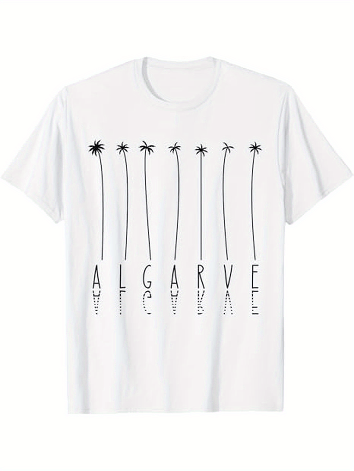 Men's Graphic T-Shirt Algarve Reflective Vertical Lines With Tall Palm Trees