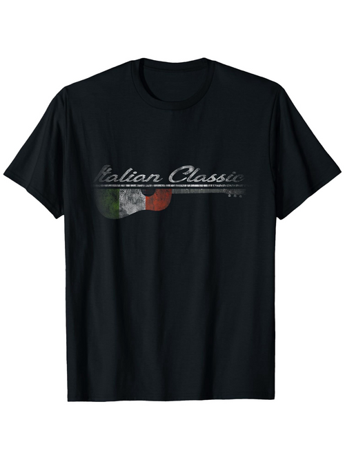 Men's Graphic T-Shirt Italian Classic Text Over Faded Tricolor Watercolor Ripple Flag