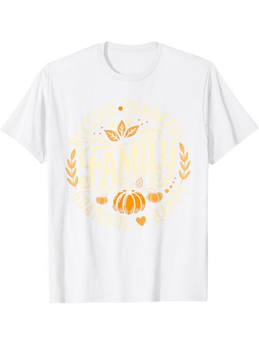 Men's Graphic T-Shirt Autumn Season With Golden Leaves Pumpkin And Heart Motif