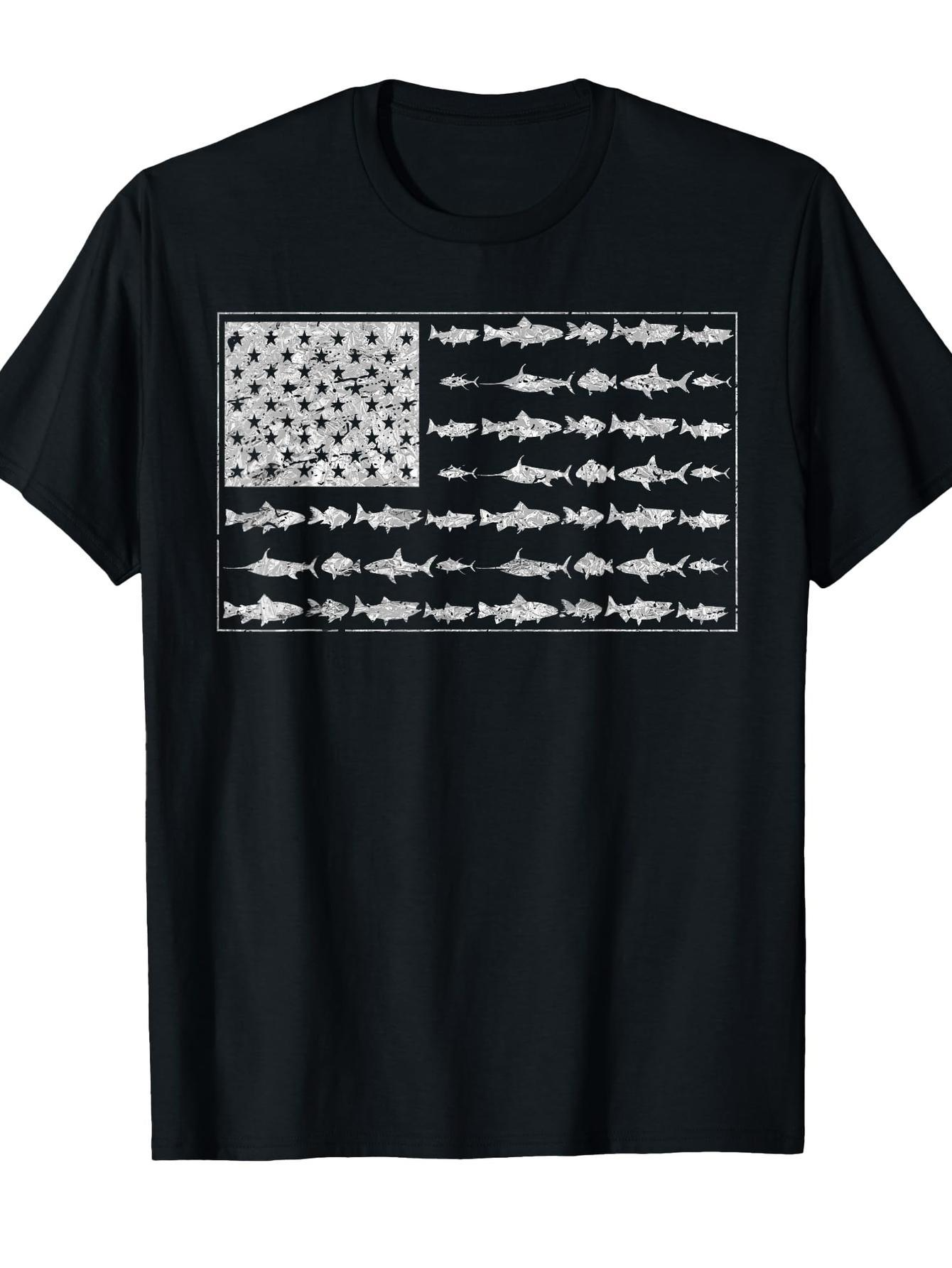 Men's Graphic T-Shirt Striped School Of Hammerhead Sharks Forming An American Flag Shark