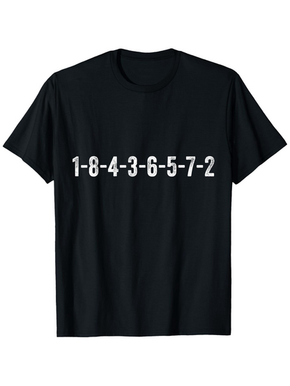 Men's Graphic T-Shirt White Numbers In A Linear Sequence On Plain Cotton Shirt