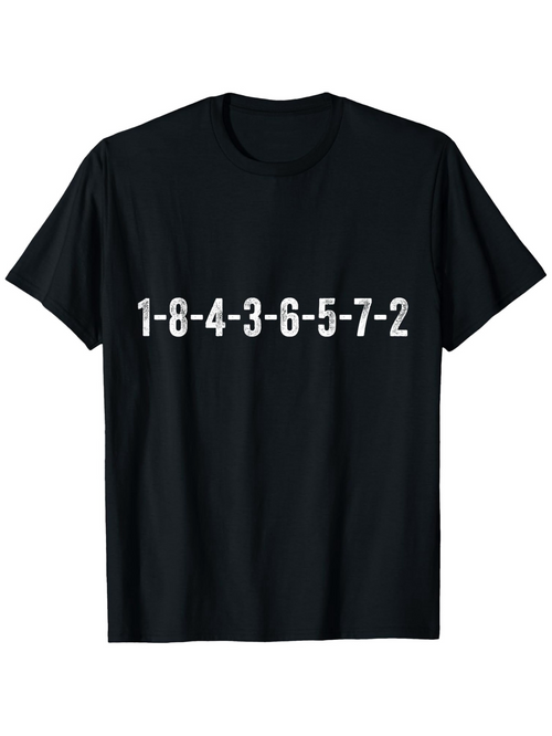 Men's Graphic T-Shirt White Numbers In A Linear Sequence On Plain Cotton Shirt