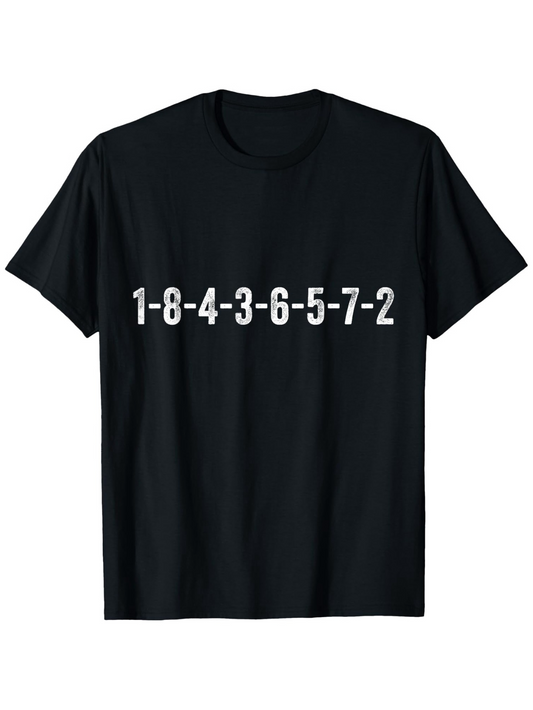 Men's Graphic T-Shirt White Numbers In A Linear Sequence On Plain Cotton Shirt