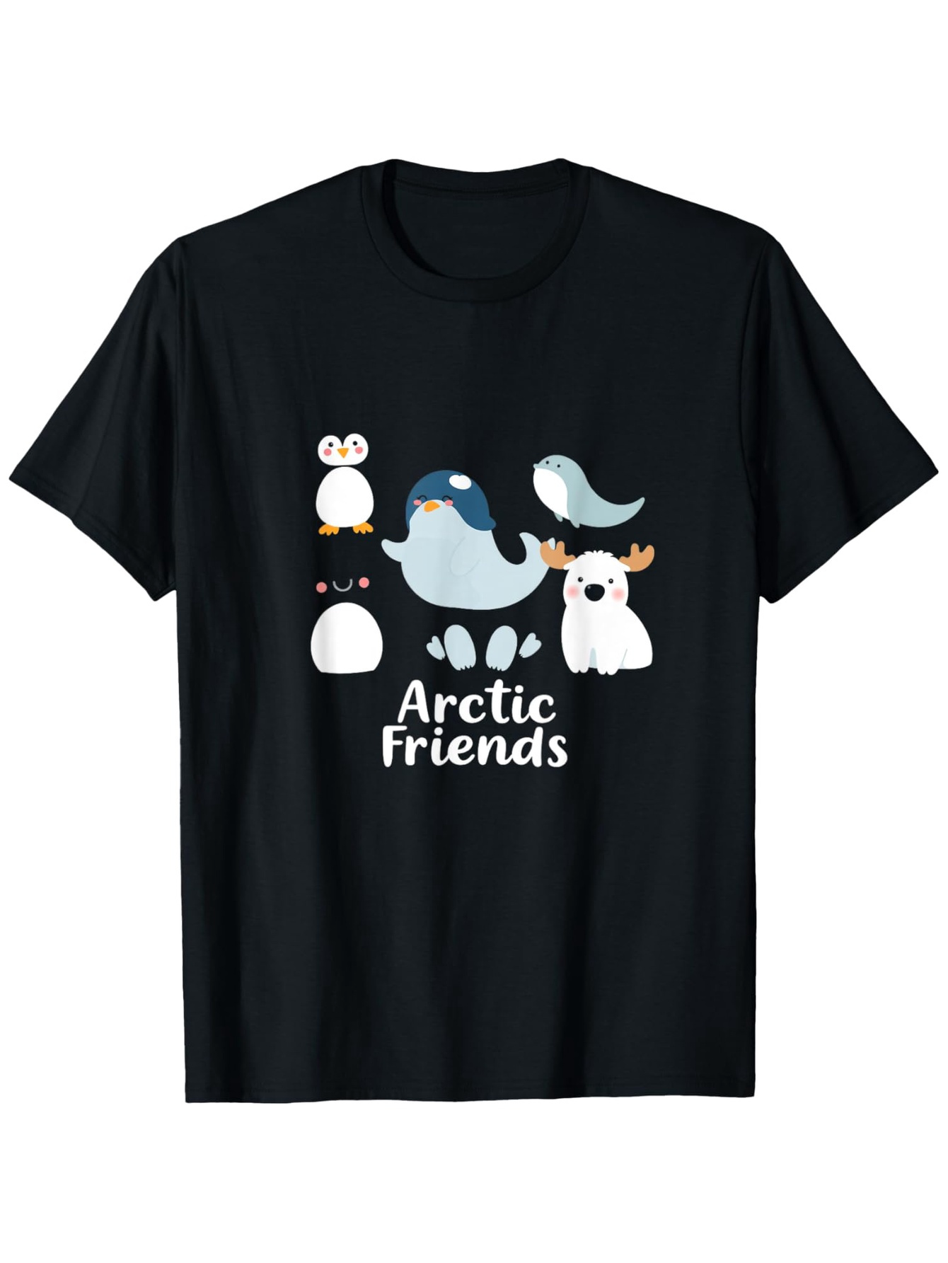 Men's Graphic T-Shirt Arctic Friends Cute Blue Narwhal And Happy Polar Bear