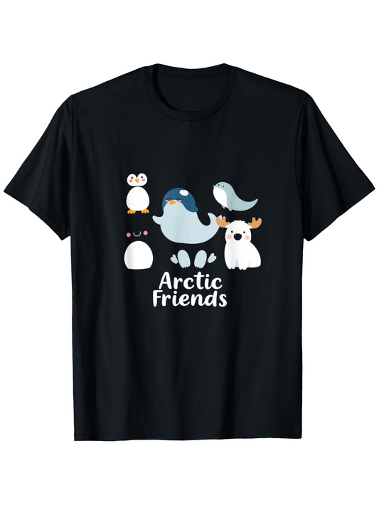 Men's Graphic T-Shirt Arctic Friends Cute Blue Narwhal And Happy Polar Bear