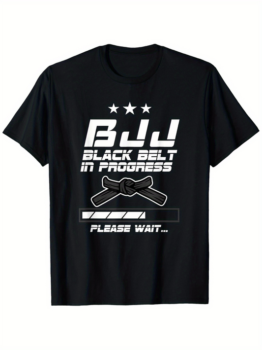Men's Graphic T-Shirt BJJ Black Belt In Progress With Loading Bar And Martial Arts Belt