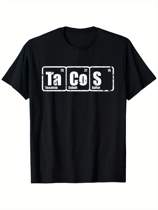 Men's Graphic T-Shirt Tacos Stamped Letters With Science Block Design Tacos