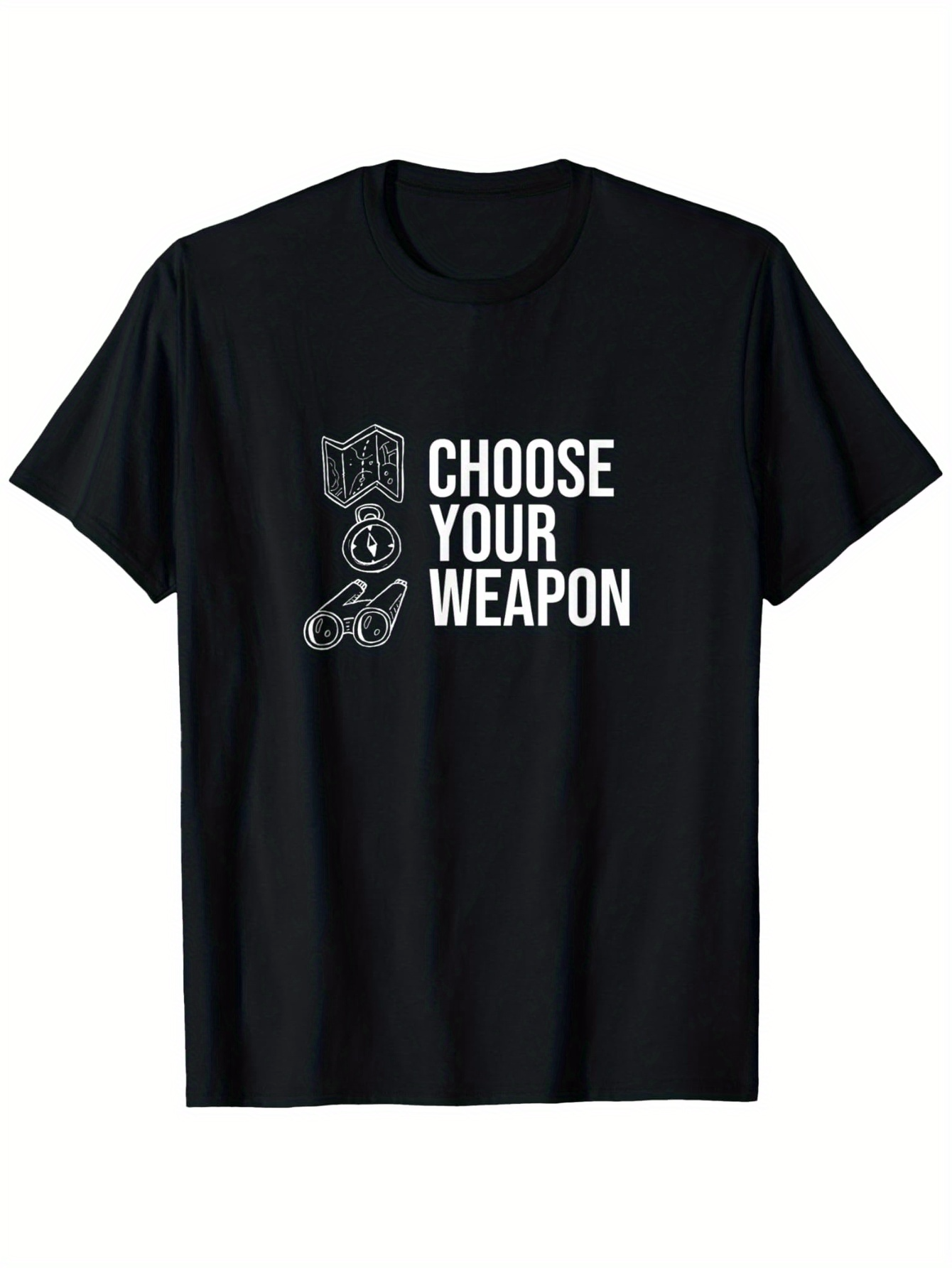Men's Graphic T-Shirt Choose Your Weapon Dice And Game Pieces Printed In White Text