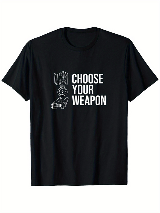 Men's Graphic T-Shirt Choose Your Weapon Dice And Game Pieces Printed In White Text