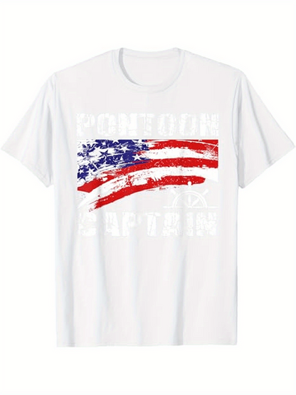 Men's Graphic T-Shirt Distressed American Flag With Grunge Painted Brush Strokes Patriotic Design