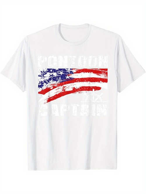 Men's Graphic T-Shirt Distressed American Flag With Grunge Painted Brush Strokes Patriotic Design