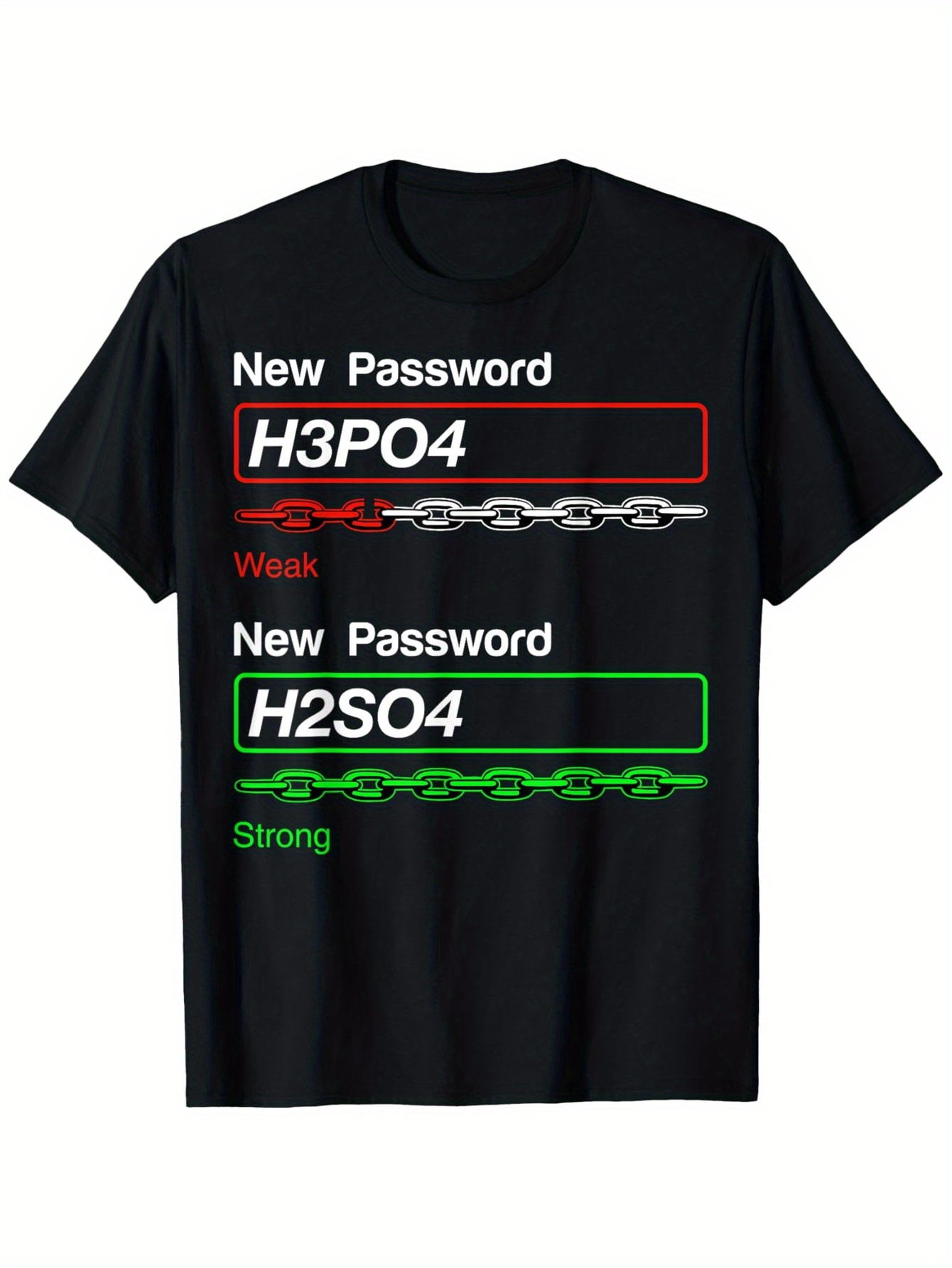 Men's Graphic T-Shirt New Password Weak Red Chain And Strong Green Chain Password