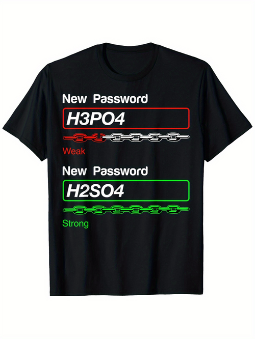 Men's Graphic T-Shirt New Password Weak Red Chain And Strong Green Chain Password