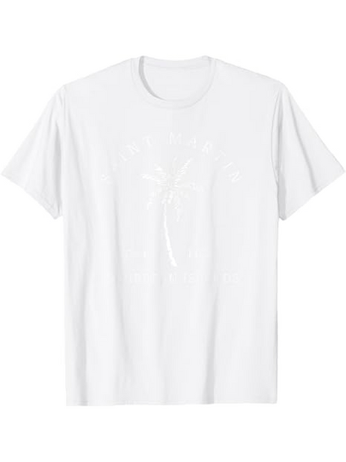 Men's Graphic T-Shirt Soft Palm Tree Outline With Gentle Sun Rays White Cotton T Shirt