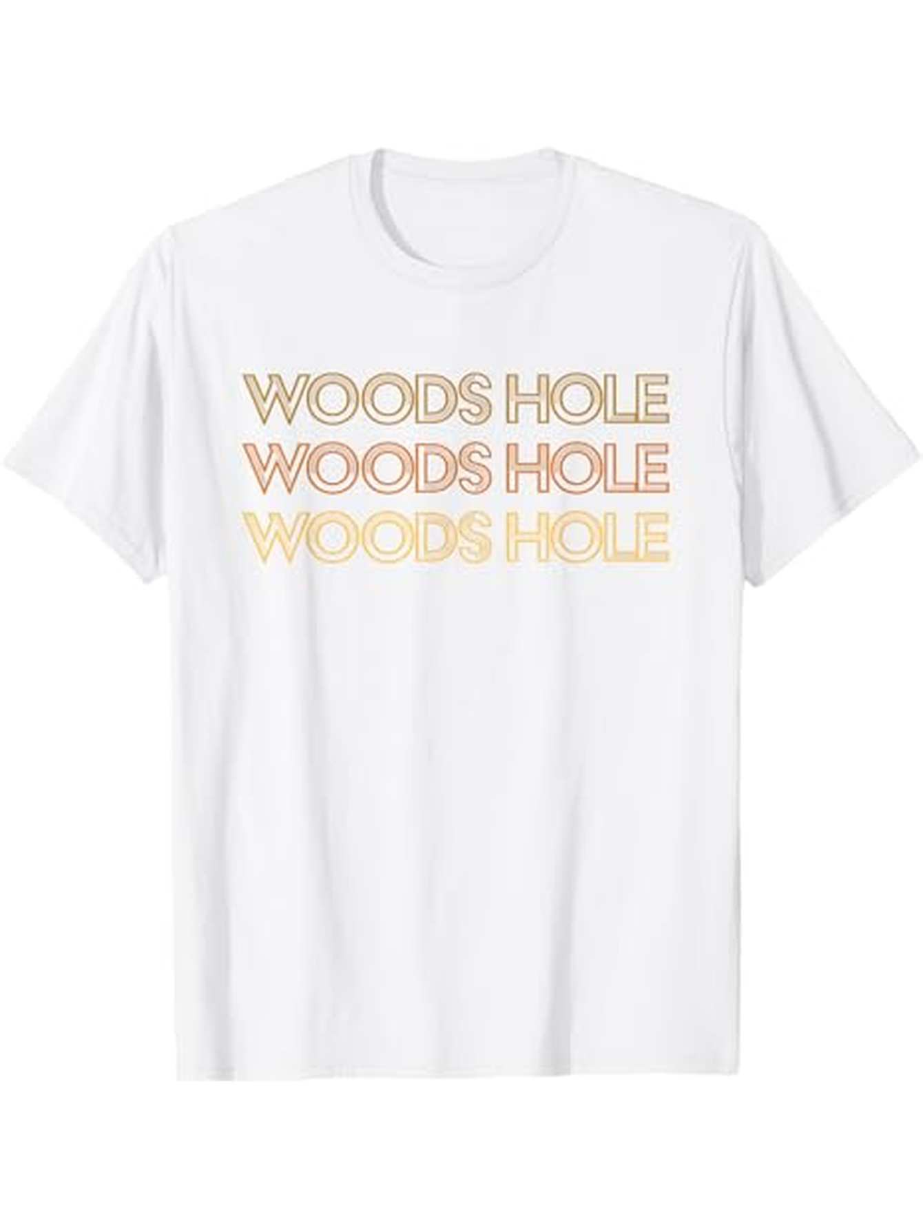 Men's Graphic T-Shirt Woods Hole Minimal Repeated Gold Lettering Design Featuring Bold Letter T Shirt
