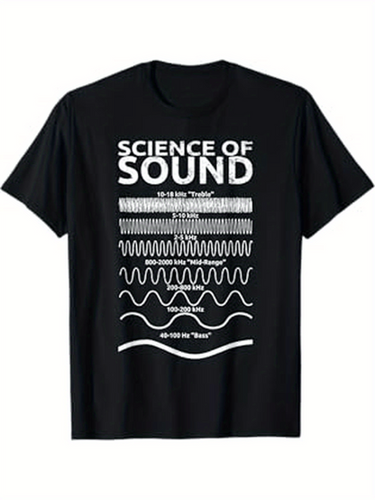 Men's Graphic T-Shirt Science Of Sound With Wavelength Charts And Waves Under Different Frequencies