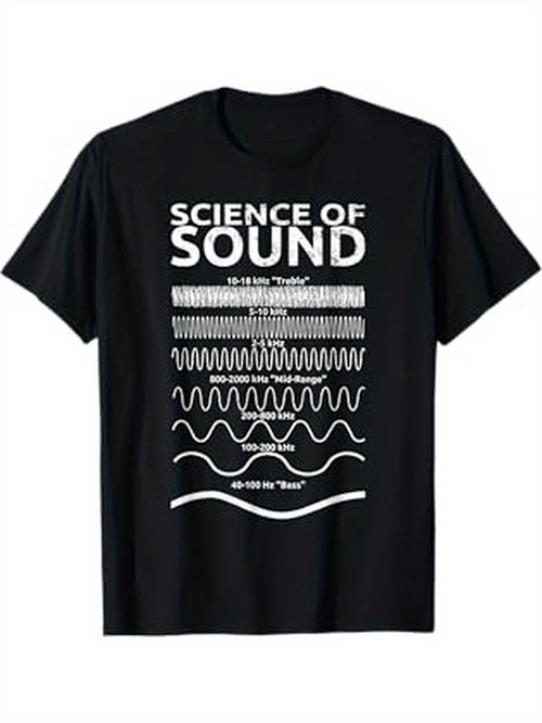 Men's Graphic T-Shirt Science Of Sound With Wavelength Charts And Waves Under Different Frequencies