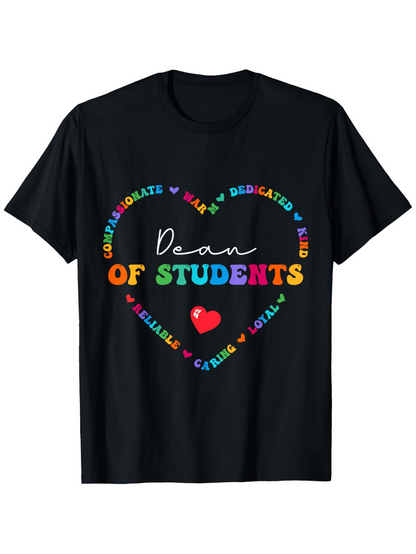 Men's Graphic T-Shirt Dean Of Students Heart Words With Rainbow Letter Details And Red Heart