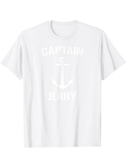 Men's Graphic T-Shirt Captain Jerry Minimalist Nautical Anchor In Clean White Design Shirt