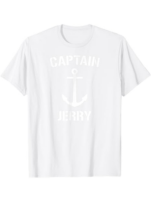 Men's Graphic T-Shirt Captain Jerry Minimalist Nautical Anchor In Clean White Design Shirt