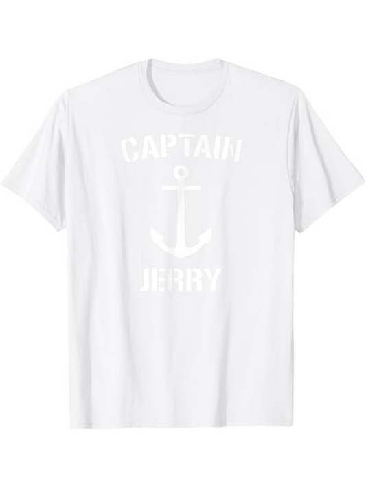 Men's Graphic T-Shirt Captain Jerry Minimalist Nautical Anchor In Clean White Design Shirt