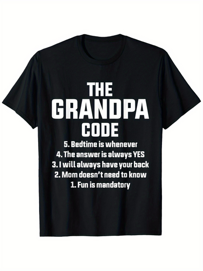 Men's Graphic T-Shirt The Grandpa Code Fun Rules Always Have Your Back T Shirt