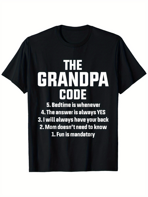 Men's Graphic T-Shirt The Grandpa Code Fun Rules Always Have Your Back T Shirt
