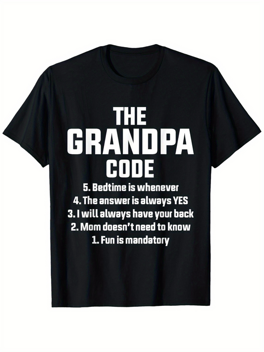 Men's Graphic T-Shirt The Grandpa Code Fun Rules Always Have Your Back T Shirt