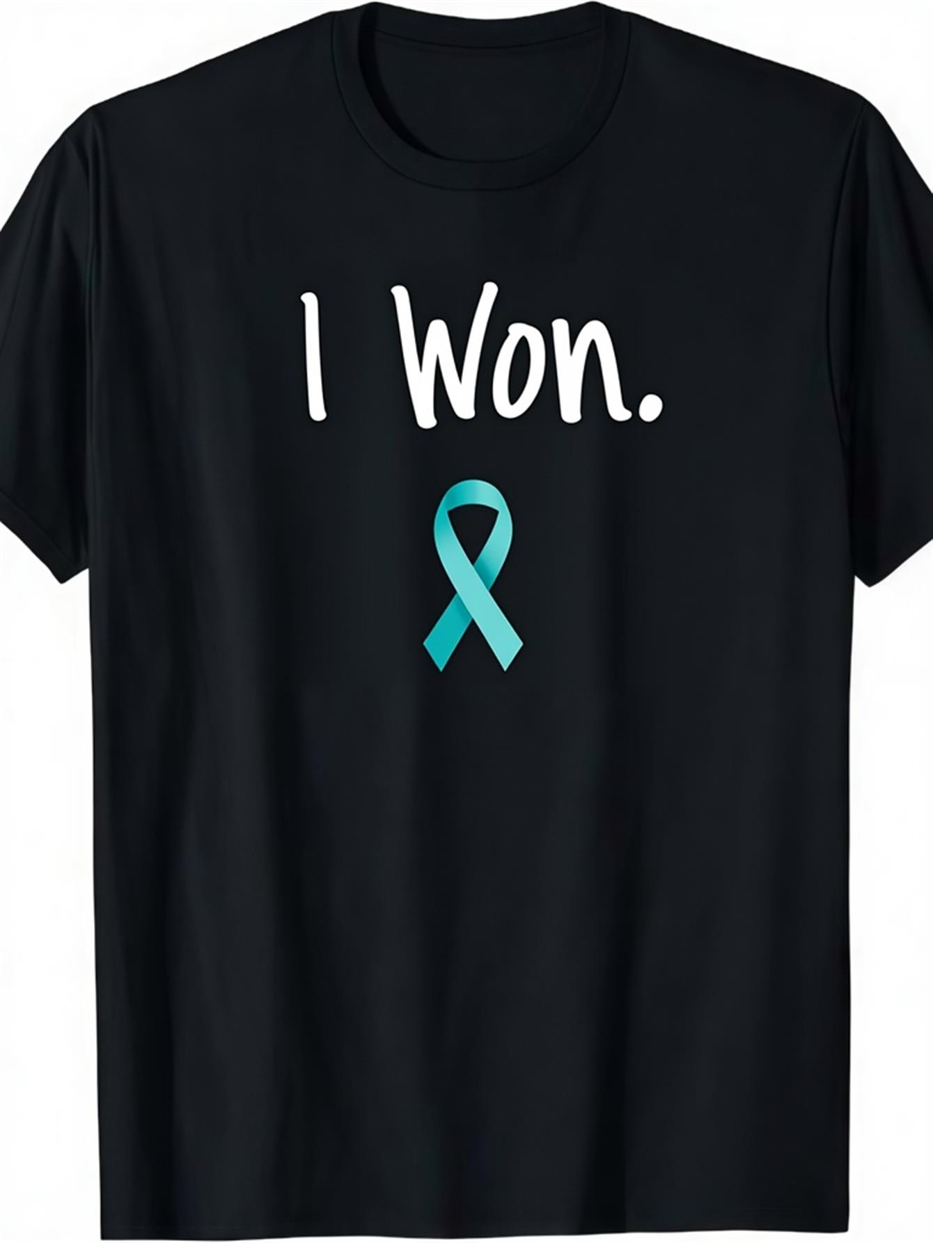 Men's Graphic T-Shirt I Won Blue Awareness Ribbon On Classic Black Shirt