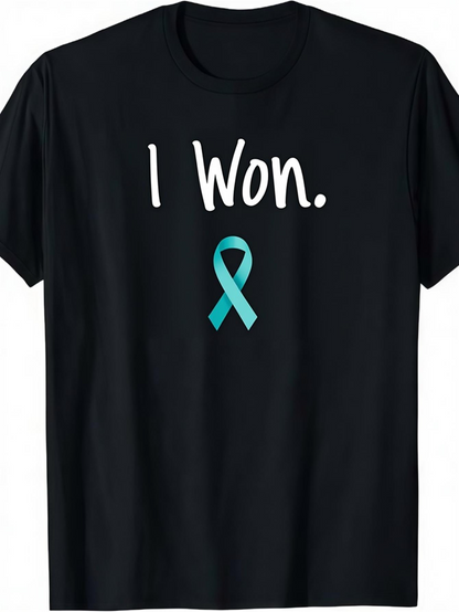 Men's Graphic T-Shirt I Won Blue Awareness Ribbon On Classic Black Shirt